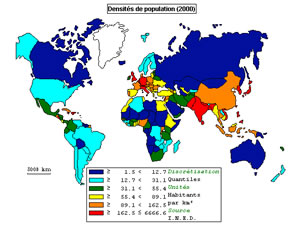 Carte populations du monde