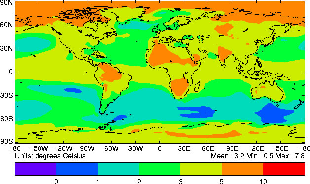 Carte du réchauffement climatique