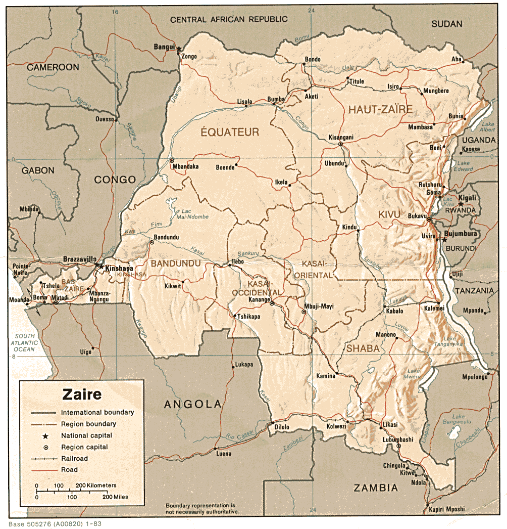 Carte de Congo Kinshasa - Rép. Dém. du Congo