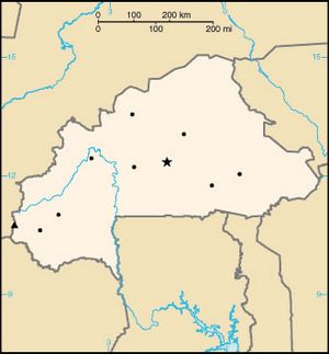 Carte Burkina Faso vierge couleur