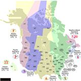 Carte fuseaux horaires Canada