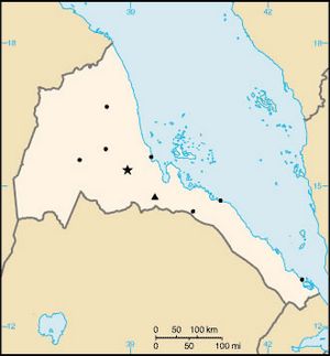 Carte Érythrée vierge couleur