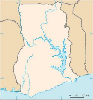 Carte Ghana vierge couleur