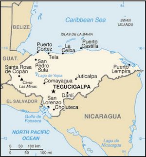 Carte grande villes Honduras