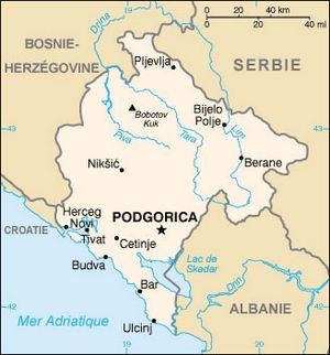 Carte grande villes Monténégro