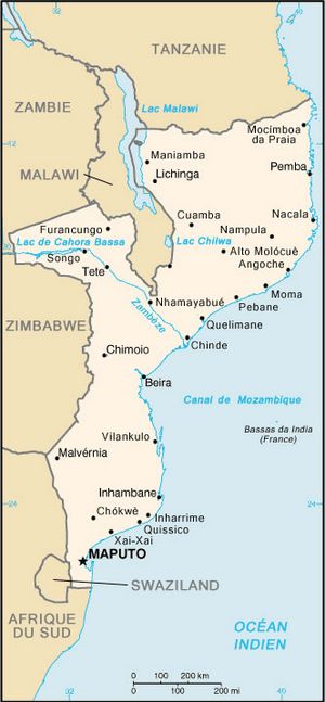 Carte frontières Mozambique